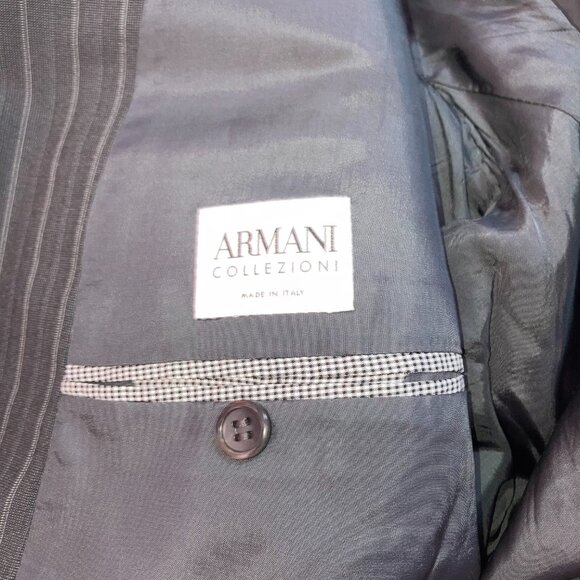 Armani Collezioni Gray Striped Wool Blend Suit Jacket Sz 46L - Picture 5 of 7